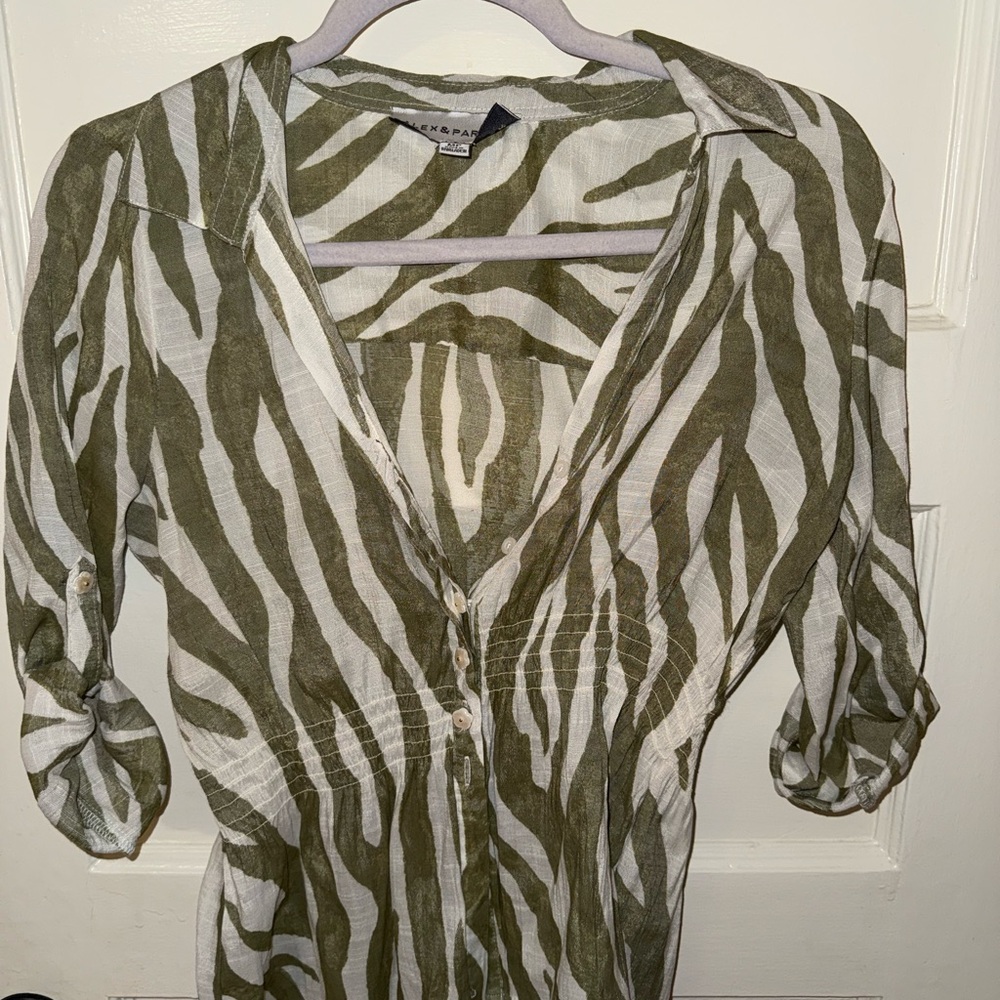 Green and White Zebra Print Dress